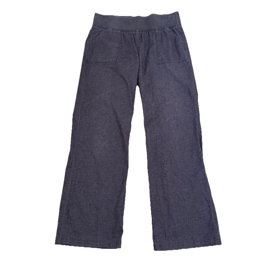 prAna Mantra Pants Womens Large Gray Hemp Blend Pull On Relaxed Wide Leg